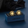 AMITER 18K Gold Plated Initial Cufflinks, Mens Cuff Links for