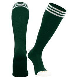TCK Prosport Striped Tube Socks (Dark Green/White, Medium)