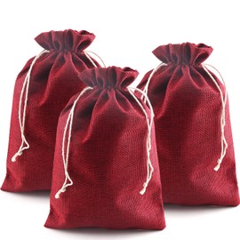 DAHI Jute Bags Pack of 12 Advent Calendar Bags Gifts 20 x 30 cm for Wedding Engagement Advent Calendar (Red)