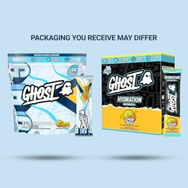 GHOST Hydration Sticks, Electrolyte Powder Packets, Lemon Crush - 24 Sugar Free Instant Electrolyte Drink Mix - Caffeine-Free Daily Hydration & Immune