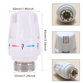 2PCS Thermostatic Radiator Valve Replacement TRV M30 X 1.5 Radiator Thermostatic Head Radiator Valve Head Heating System Temperature Control Valve Standard Radiator Thermostat Head for Home Office
