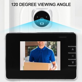 Video Doorbell, Door Peephole Camera Door Viewer, 120 Degree Wide Angles HD Night Vision, 2 Way Audio Intercom Smart Video Doorbell Camera for Villa Home, Easy to Install