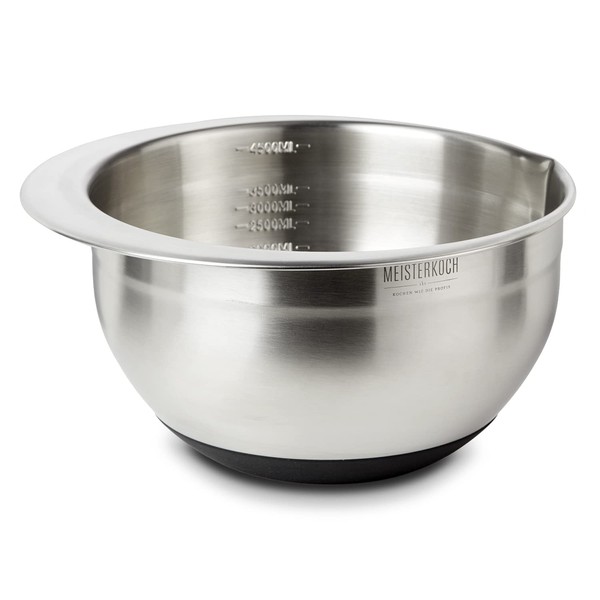 MEISTERKOCH Bowl 4.5 Litres Stainless Steel in Silver-Coloured with Inner