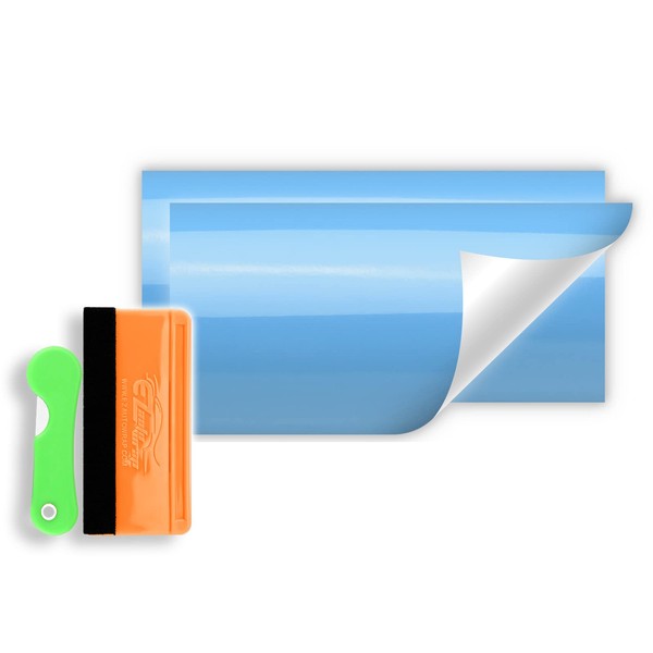2pcs 5"x10" Light Blue Gloss Vinyl Wrap Compatible with Chevy