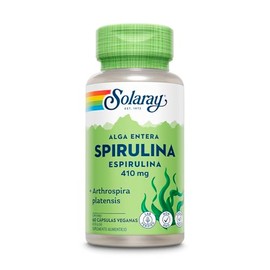 Solaray, SpirulinaEspirulina 410 mg, 60 cápsulas, Vegano, sin OGM                                                                                     