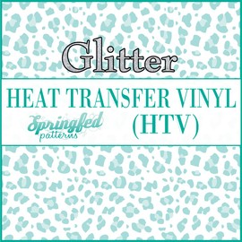 White & Mint Leopard Spots Pattern #3 Glitter HTV 12x18 Sheet Heat Transfer Vinyl Cheetah Print