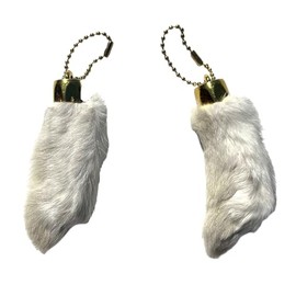 2 Pieces of the Real Natural Color Novelty Rabbit Foot Key Chains
