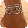 iF YOU Gold Ankle Bracelets for Women, 14k Gold Plated