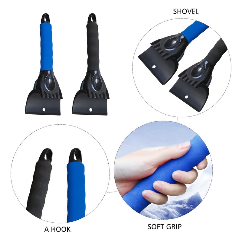 2Pcs Car Ice Scrapers And 2Pcs Car Scrapers, Winter Snow