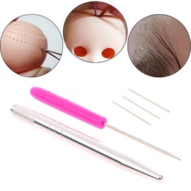 Amagogo Reborn Hair Rooting Tool Rehair Needles Metal with Handle Supplies Portable Doll Rehairing Kit Hair Insertion for Dolls