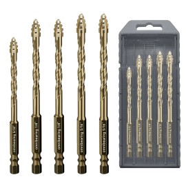 Omnibearing Drill Bit Set 5Piece for Tile Glass, Ceramic, Brick, Wood, 532 to 14 Inch Set