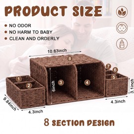 Large Wicker Diaper Caddy Changing Table Organizer, Brown, Paper
