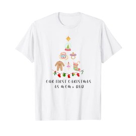 Our First Christmas as Mum and Dad, New Parents T-Shirt, White