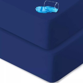 Biloban Waterproof Pack N Play Fitted Sheets Mini Crib Mattress Cover Protector 2 Pack - Navy