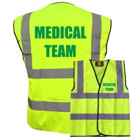 Medical team Yellow Hi Vis Viz Safety Vest Waistcoat, Reflective High Visibility EN471 BS,