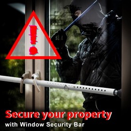 Sliding Door Security Bar, 16 to 51 Inch Adjustable Windows Security Bar, Kid and Pet Protecting Heavy Duty Window Lock Bar, White, 2 Pack