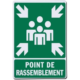 Aluminum Signs Metal Sign Warning Sign Notice Sign Vertical Gathering Point Picto Evacuation Metal Sign for Garage Garden Craft Bar Road 8” x 12”