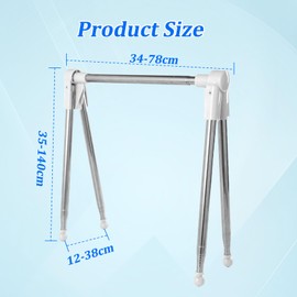 MIUUIPI Foldable Clothes Rack, Portable, Sturdy Extendable Clothes Rail, Stainless Steel Foldable Hanger for Travel, Camping, Hiking, Laundry at Home, No Need to Install, White