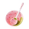 Hemoton Ceramic Salad Bowl with Spoon Strawberry Fruit Shape Ice