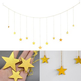 VitalBloom Star Garland Wooden Star Wall Decor 3D Interior Wall Hanging Backdrop for Party Wedding School Events Kids Room Living Design Nordic Home Decor Pop Modern Color(120*21cm)