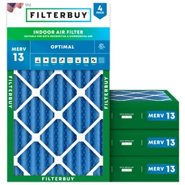 Filterbuy 12x25x4 Air Filter MERV 13 Optimal Defense (4-Pack), Pleated HVAC AC Furnace Air Filters Replacement (Actual Size: 11.50 x 24.50 x 3.63 Inches)