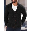 Mens Cable Knit Cardigan Sweater Shawl Collar Loose Fit Long