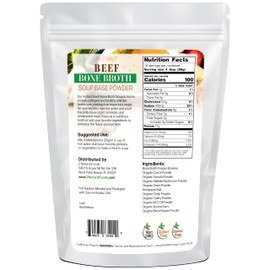 Instant Bone Broth Soup Powder - Rich Umami Flavor packed with Collagen, Keto and Paleo Friendly - 1 lb