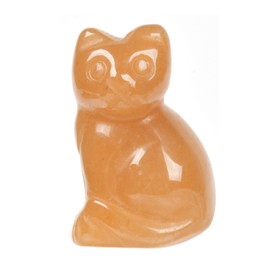 Carved Natural Orange Aventurine Cat Guardian Statue Home Decor Reiki Chakra Healing Crystal Desk Gemstone Decoration Stone Crafts Gemstone Collectible Gift