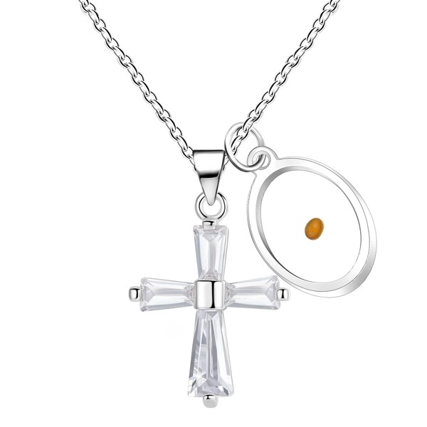 Uloveido Dainty Womens Cross Necklace Rectangular CZ Cross Pendant Christian