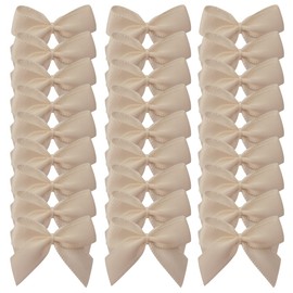 Micomon 50pcs 1.2-Inch Mini Bows for Crafts Satin Ribbon Bows in Cream Ivory Color Gift Appliques Craft for Christmas Decoration(Ivory)