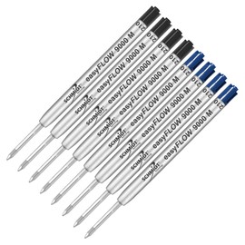 Imprinted Schmidt easyFLOW9000 Ballpoint Refill- Medium Tip 1.0mm, Black & Blue Ink - Pack of 8