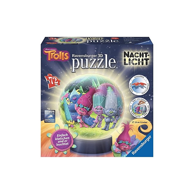 Ravensburger 12195 3 "Trolls Puzzle 3D/Night Light (72-Piece)