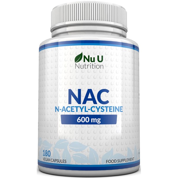 NAC Supplement 600mg - 180 Vegan Capsules, 6 Months Supply - N-Acetyl-Cysteine Amino Acid - High Bioavailability - Providing Non Toxic Stable Form of L-Cysteine - UK Manufactured to GMP Standards