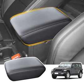 JYMAOYI Center Console Cover Compatible with Jeep Wrangler JL/JLU 2018-2024 & Jeep Gladiator JT 2020-2024, Microfiber Leather Armrest Box Lid Protector Cover for Wrangler JL &Gladiator JT Accessories
