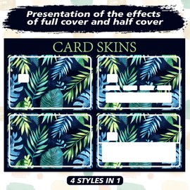 Peacoblue Bank Card Sticker Tropical Plants Credit Debit Card Custom Skin Cover Protector, 4 Styles Waterproof Scratch-Proof and Attractive Decal for Most Popular EBT Transportation Key Card