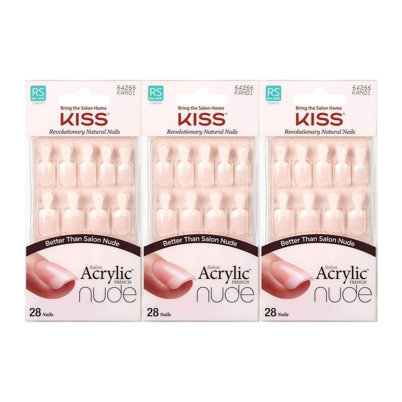 Kiss Salon Acrylic Nude French Nails 28 Count (Breathtaking) by