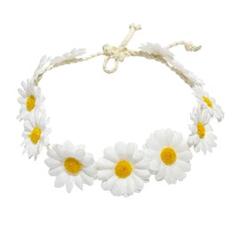 zYoung Sunflower Crown Hippies Daisy Hair Wreath Bridal Headpiece Photo Props (White)