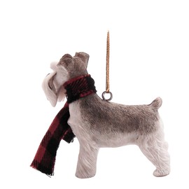 Festive Schnauzer with Scarf Christmas Ornament - 3-Inch Holiday Tree Decor