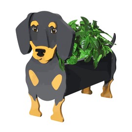 Dachshund Black Dog Shaped Planter - Outdoor Plant Pot & Garden Decor