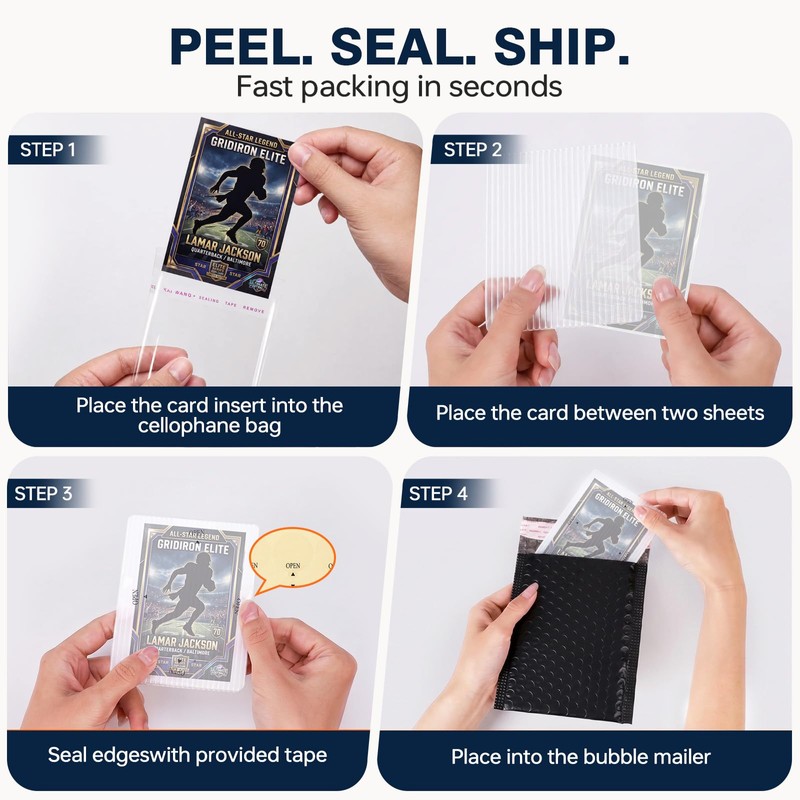 Trading Card Shipping Kit with Bubble Mailers, Kraft Envelopes and