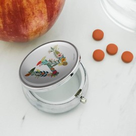 Letter W Floral Monogram Initial Pill Case Trinket Gift Box