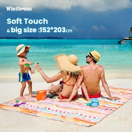 Winthome Oversized Beach Towel, Extra Large Microfibre Beach Towel for Adult, Double Sides Sand Free Quick Dry lightweight Travel Swimming Towel(Coconut, 152×203cm - 1 pack)