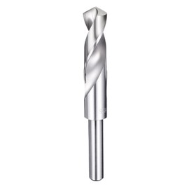 sourcing map 19.5mm Drill Bit 1/2" Reduced Shank Round 4241 High Speed Steel Uncoated (Bright) 118° Standard Point for Plastic Wood Copper Aluminum Iron Medium Soft Metal