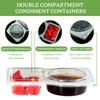 10Pcs Double Compartment Condiment Containers with Lids, Reusable Seasoning Containers,