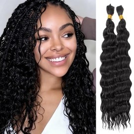 YXCHERISHAIR Boho Hair For Braids Curly Braiding Hair,2Bundles,18inch,1B