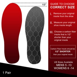 Carbon Fiber Insole 1 Pair for Men Women, Rigid Shoe Insert for Recovery, Graphite Foot Plate for Arthritis, Hallux Rigidus, Turf Toe, Morton’s, Plantar Fasciitis, Foot Fracture 225mm