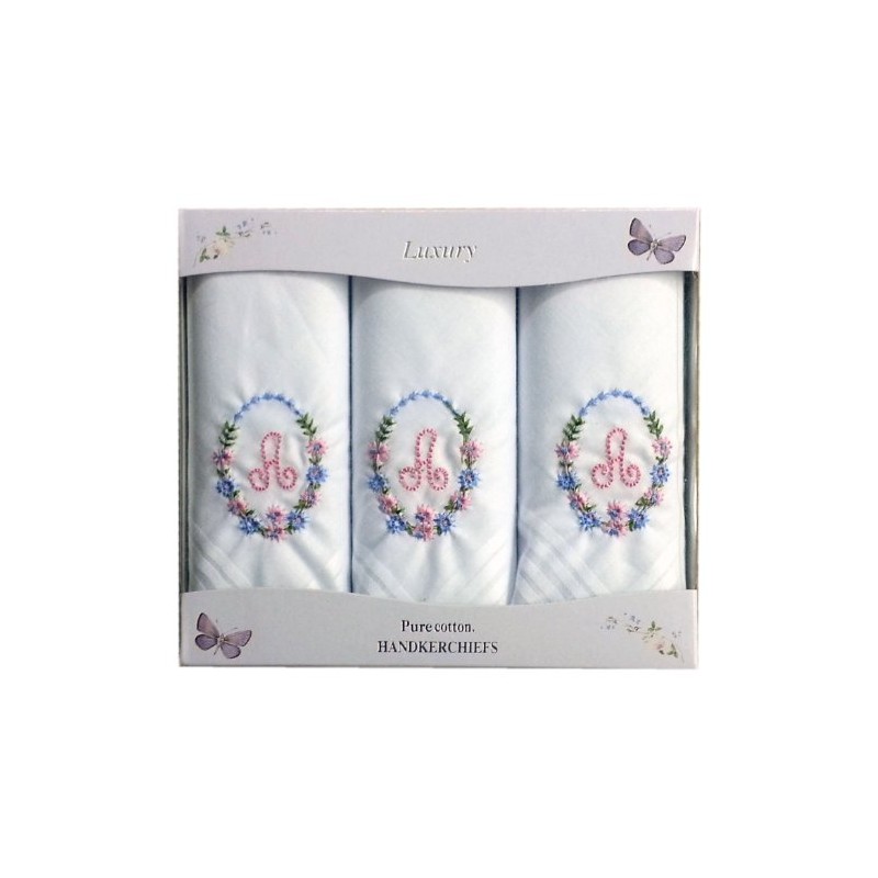 2COZEE Womens/Ladies Embroidered Initials Taschent 3-Pack? CHER with White EM