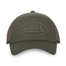 Von Dutch Mens & Women Trucker Cap Logo Adjustable Cap, khaki