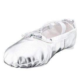 MSMAX Ballet Shoes for Girls Toddler Boys Split Sole Dance Slipper Silver Costume Shoes 2 M US Little Kid