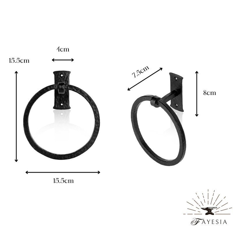 Fayesia Black Towel Holder - Blacksmith Handcrafted Wrought Iron -
